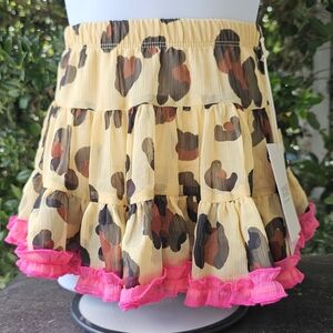 XXO Leopard Print Skirt with‎ Pink Trim 3T